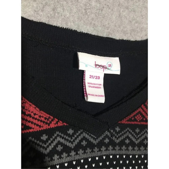 Womens Loop Long Sleeve Shirt Size XL Red Black Grey Sweater Pattern Polka Dot - Picture 3 of 5